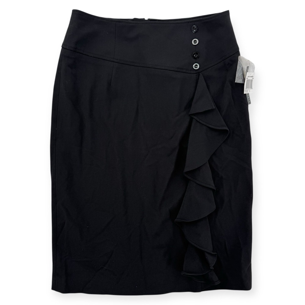 Grace Elements Pencil Skirt Womens 8 Black Ruffle Frontā Button Detail NWT